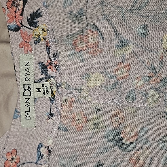 DYLAN RYAN Women Floral Tie Front Blouse Top Tunic Size M Botton Down - Picture 11 of 14